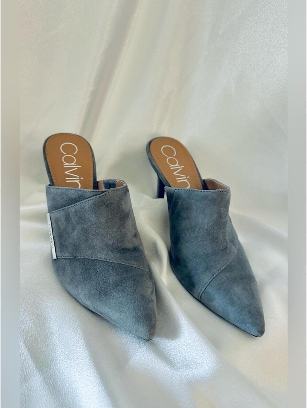 Calvin Klein Grecia Suede Mule Heels